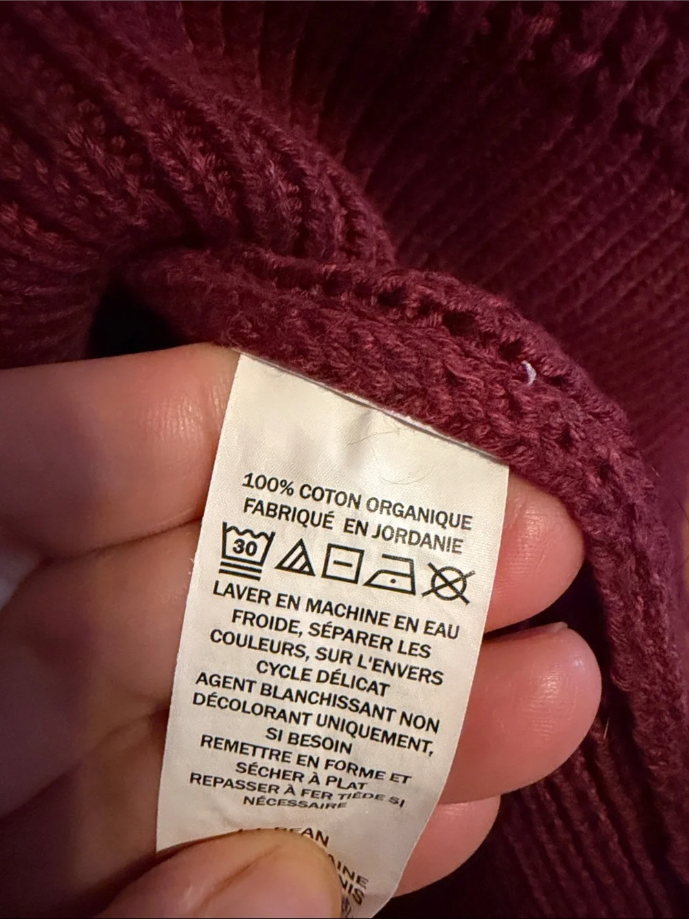 L.L. Bean Men’s 100% Organic Cotton Waffle Knit Crewneck Sweater - Burgundy